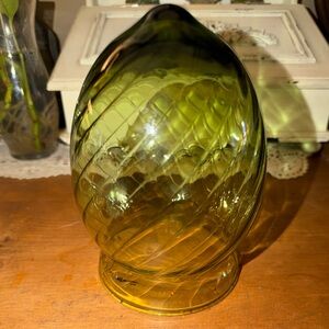 Vintage Green Spiral Glass Pendant Globe Glass Shade Bullet